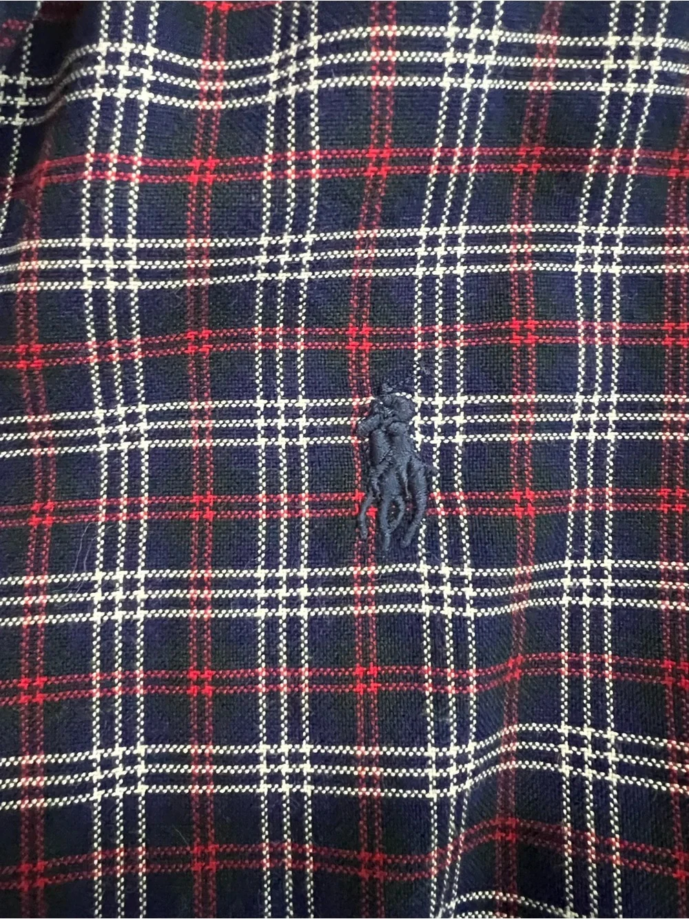 Ralph Lauren Boys Navy and Burgundy Plaid Button-Down Shirt